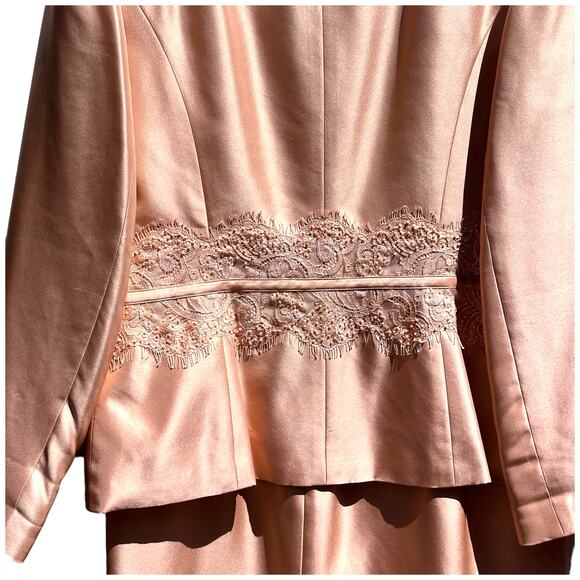 Talbots Peach/Pink Silk 2-Piece Dress Suit - Size 12 - Picture 6 of 13